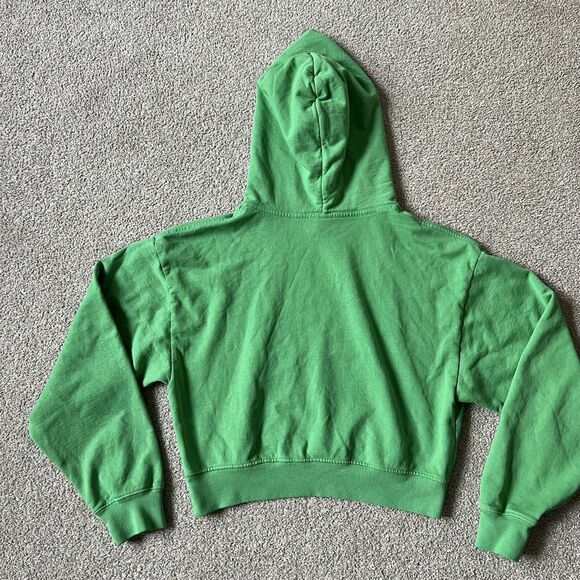 Sporty & Rich Green Plain Blank Crop Hoodie Preppy Women’s S - Picture 2 of 7